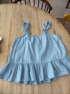 Madewell Light Blue Ruffled-Strap Peplum Camisole